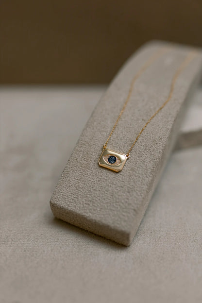 Colar de Placa com Olho Grego Dourado