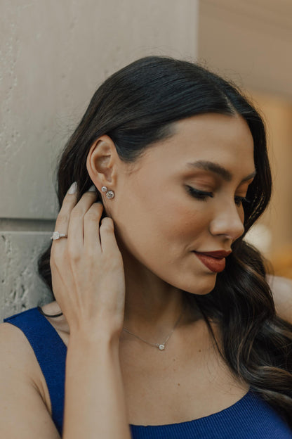 Brinco Solitário Clássico Moissanite Luxo 5mm