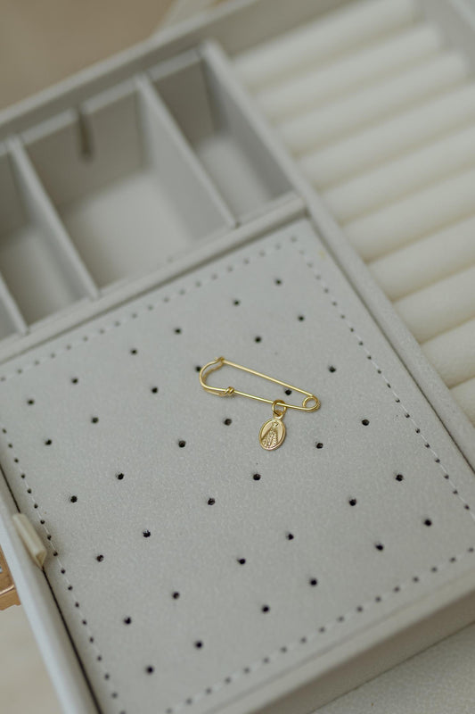 Alfinete Batizado Prata 925 Nossa Senhora Aparecida Dourado