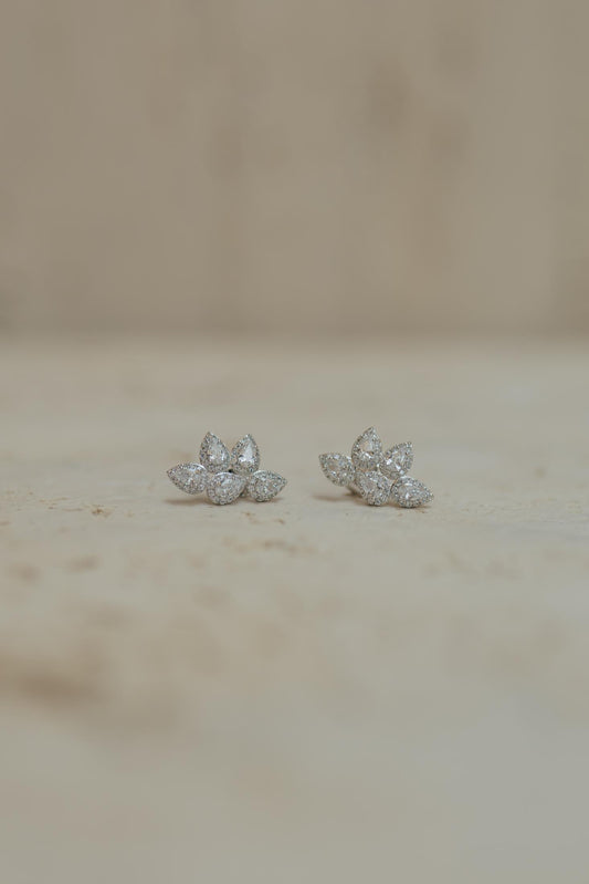 Brinco Ear Cuff Mini Gotas Cravejadas Ródio Branco