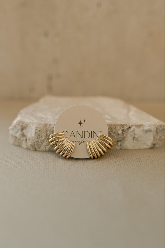 Brinco Ear Cuff 8 Fileiras Liso Dourado