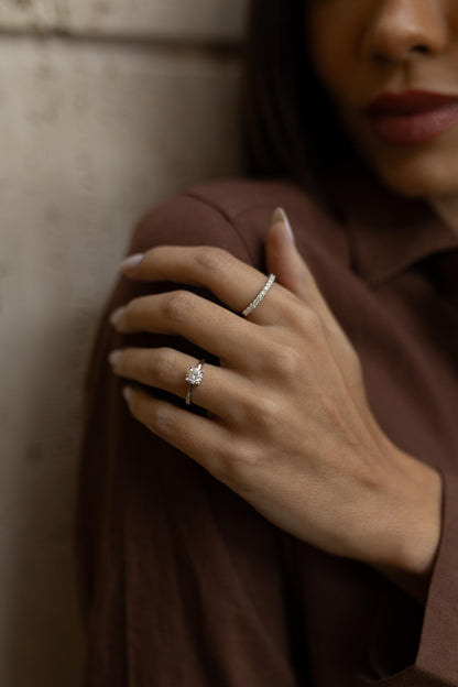 Anel Solitário 6mm Moissanite  Prata 925 Ródio Branco