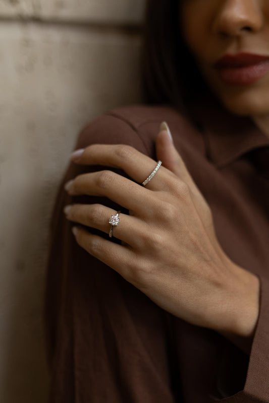 Anel Solitário 6mm Moissanite  Prata 925 Ródio Branco