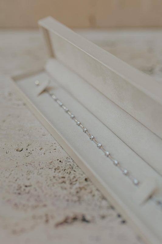 Pulseira Riviera Fio Faca Cristal Ródio Branco