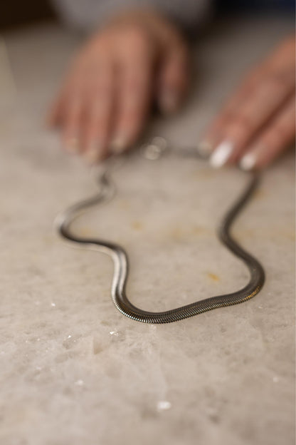 Colar Snake 6mm Ródio Branco