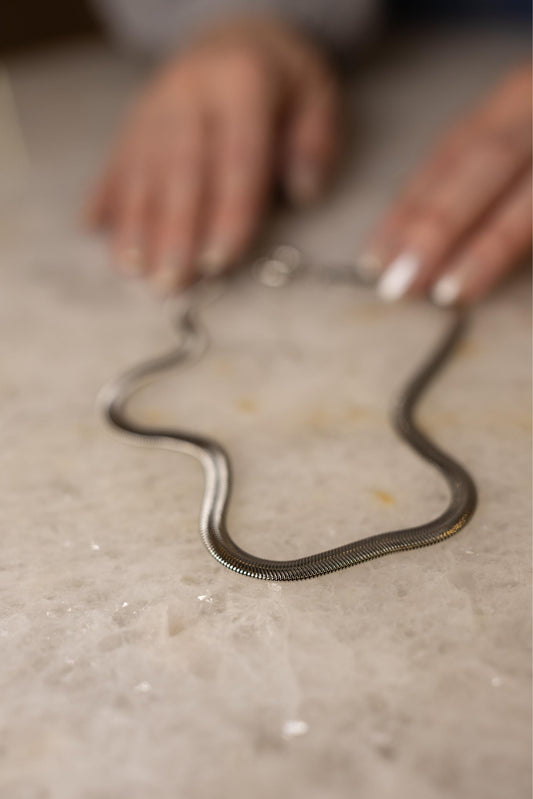 Colar Snake 6mm Ródio Branco