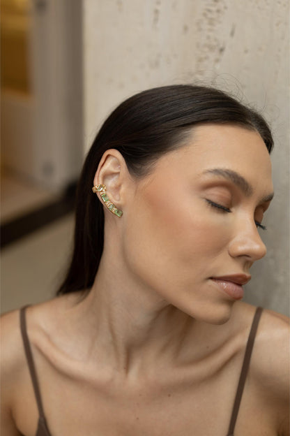 Brinco Ear Cuff Zircônias Intercaladas