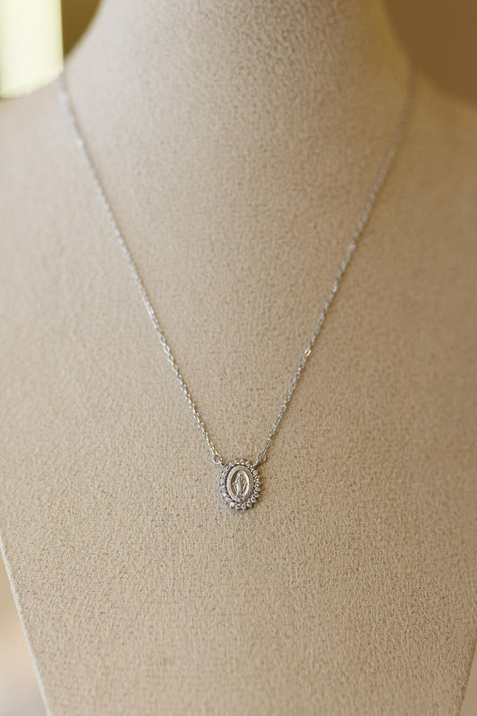 Colar Mini Nossa Senhora das Graças Prata 925 Ródio Branco