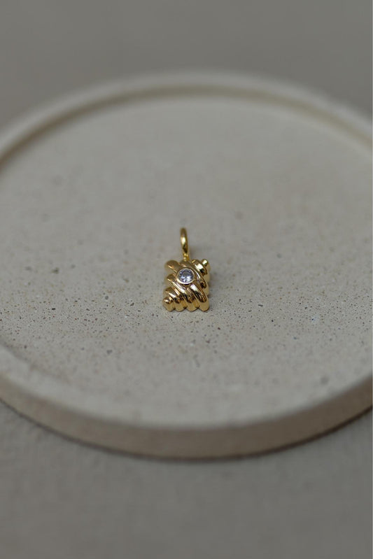 Pingente Retangular Vintage Cristal Dourado