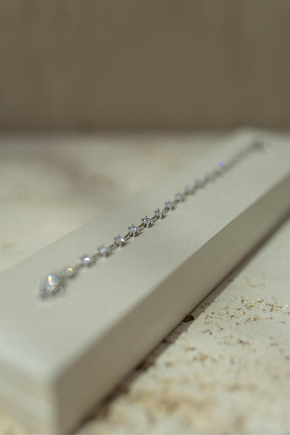 Pulseira Riviera Fio Faca Cristal Ródio Branco