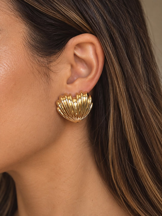 Brinco Coração Maxi Eletroformação Dourado