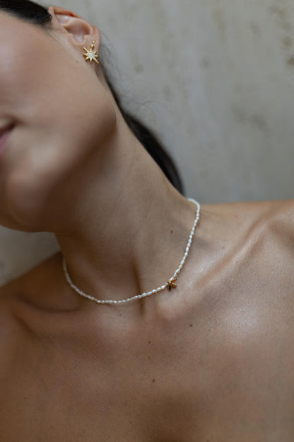 Colar Choker Bee Pérola de Água Doce Dourado