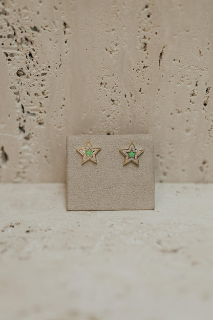 Brinco Estrela Cravejada Esmaltada Dourado