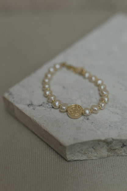 Pulseira São Bento Pérolas Dourado