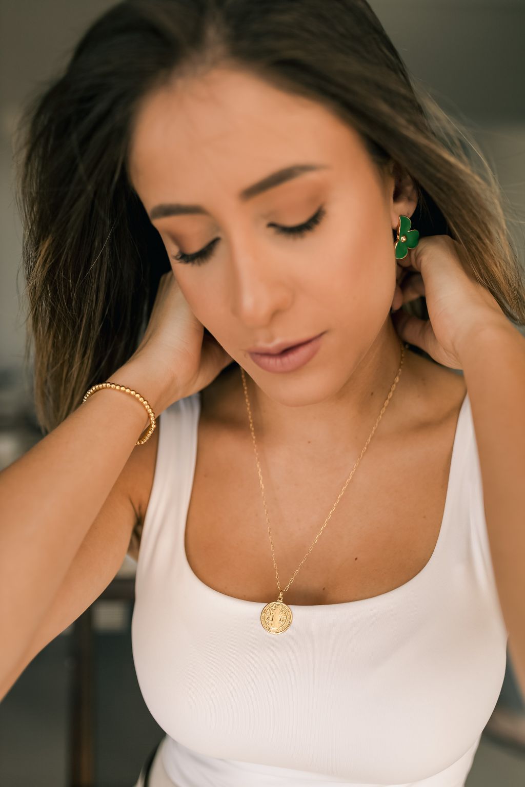 Colar Longo Medalha São Bento Dourado