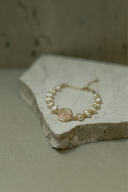 Pulseira São Bento Pérolas Dourado