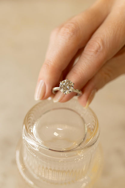 Anel Solitário Glam 9,5mm Moissanite Prata 925 Ródio Branco