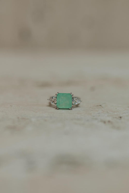 Anel Turmalina Paraíba Retangular Prata 925