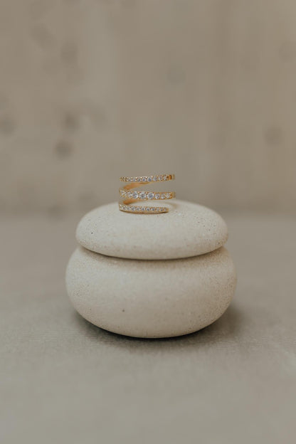 Anel Ajustável Espiral Cravejado