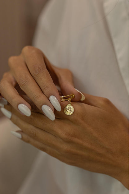 Alfinete Batizado Anjo da Guarda Dourado
