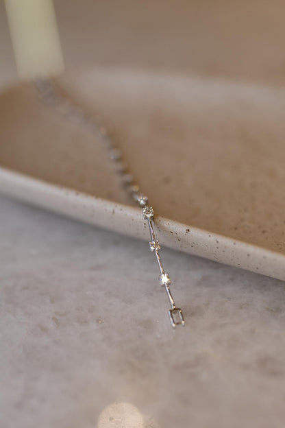 Pulseira Riviera Fio Faca Moissanite Prata 925 Ródio Branco
