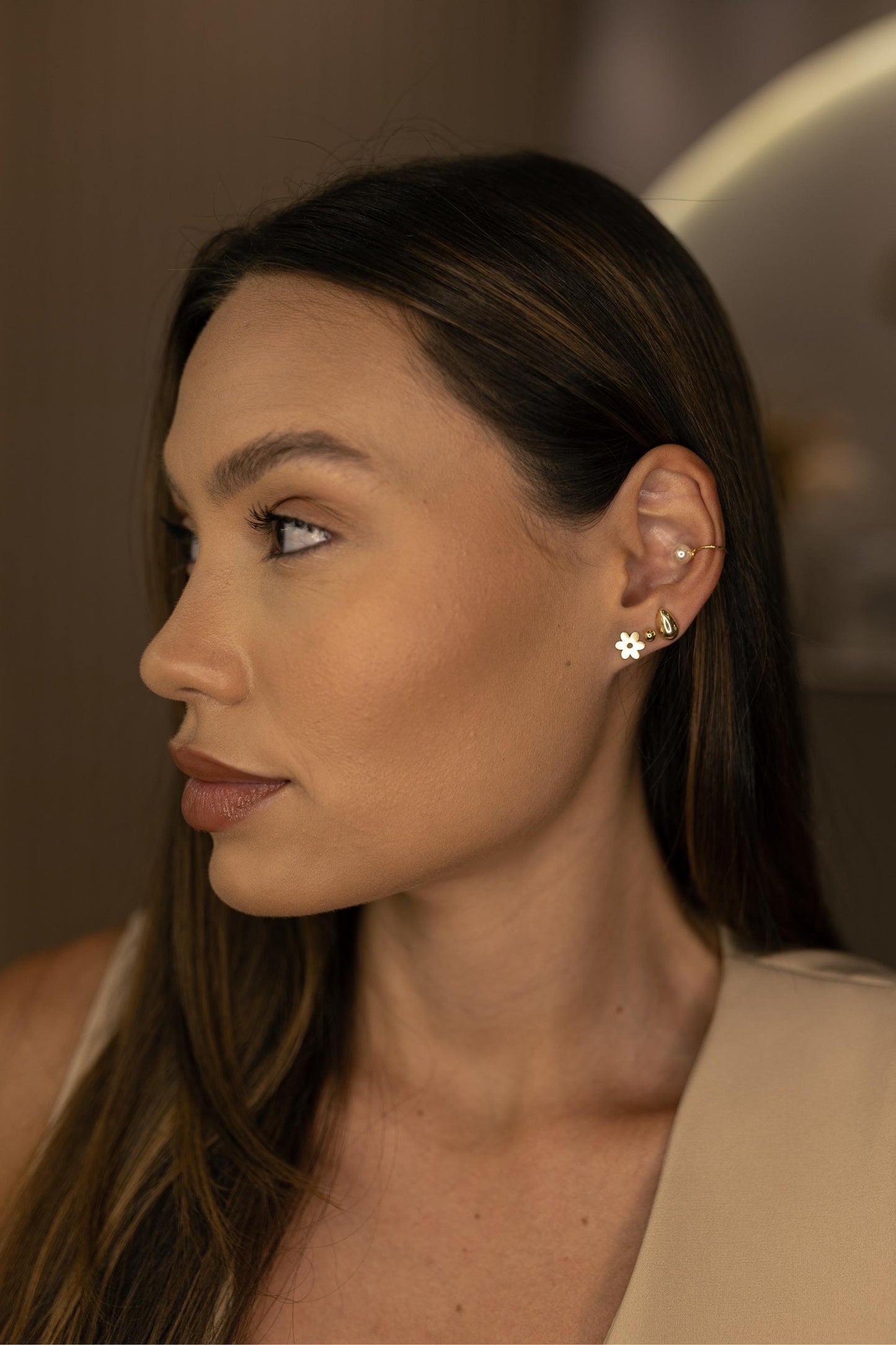 Piercing Fake Pérola Única Dourado