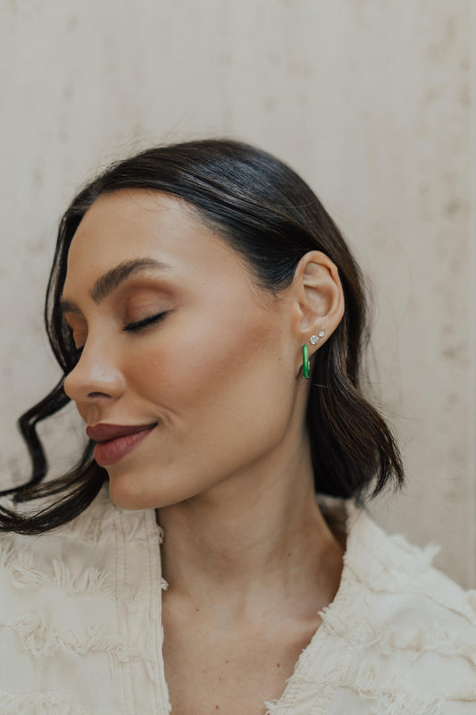 Brinco Argola Esmaltada Verde