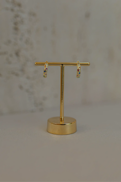 Brinco Meia Argola Rainbow Dourado