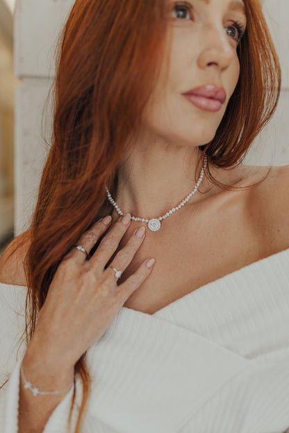 Anel Ajustável Gota Cravejada Prata 925 Ródio Branco