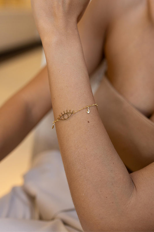 Pulseira Olho Grego Vazado Dourado