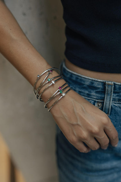 Bracelete Zircônia Ródio Branco