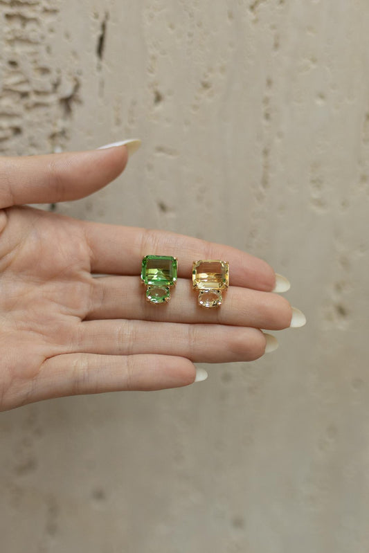 Brinco Zircônias Verde Dourado