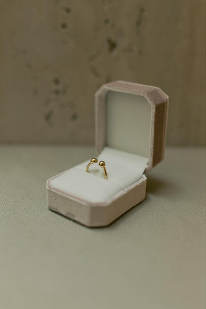 Anel Ajustável Minimalista 2 Bolas Dourado