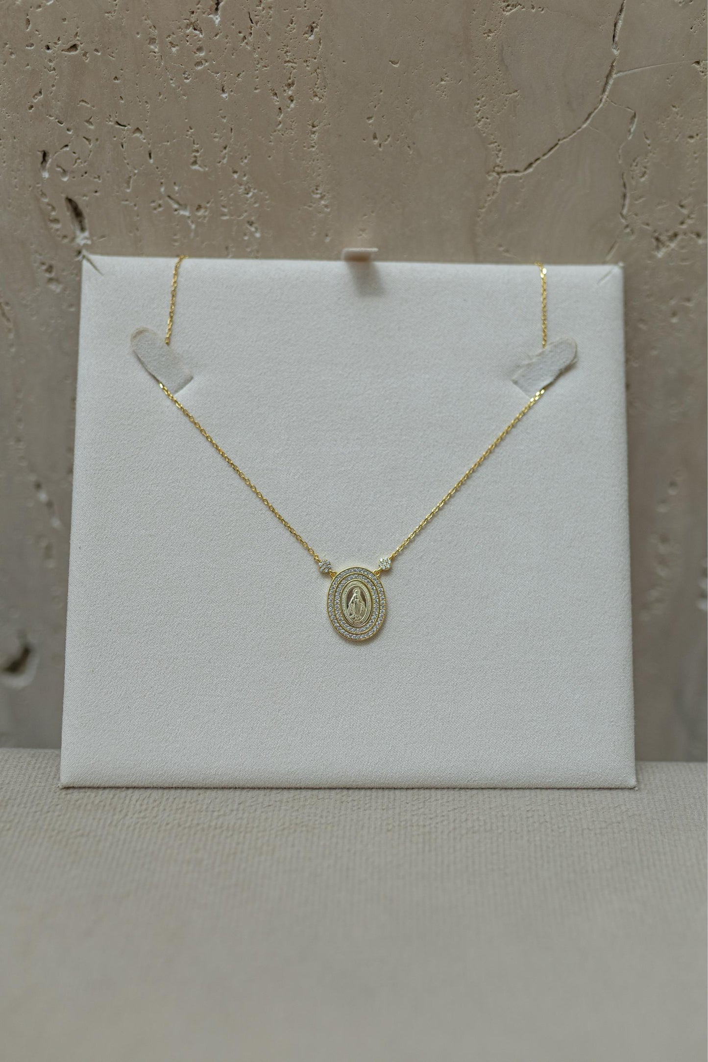 Colar Nossa Senhora das Graças Flores Prata 925 Dourado