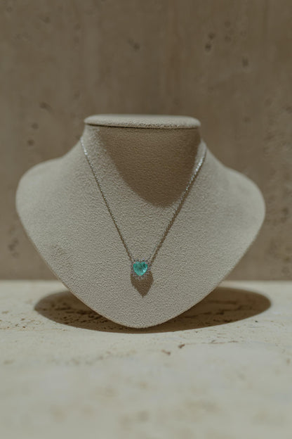 Colar Coração Borda Cravejada Ródio Branco