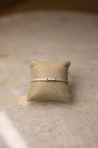 Pulseira Riviera Cravação Inglesa Moissanite Prata 925 Ródio Branco