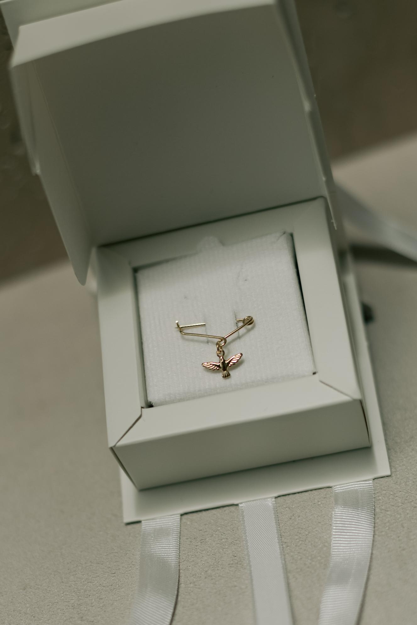 Alfinete de Batizado Divino Espírito Santo Banhado a Ouro 18k | Presente para Batizado