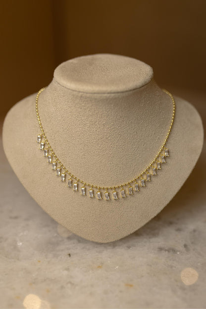 Colar Choker Bolinhas Cristal Dourado