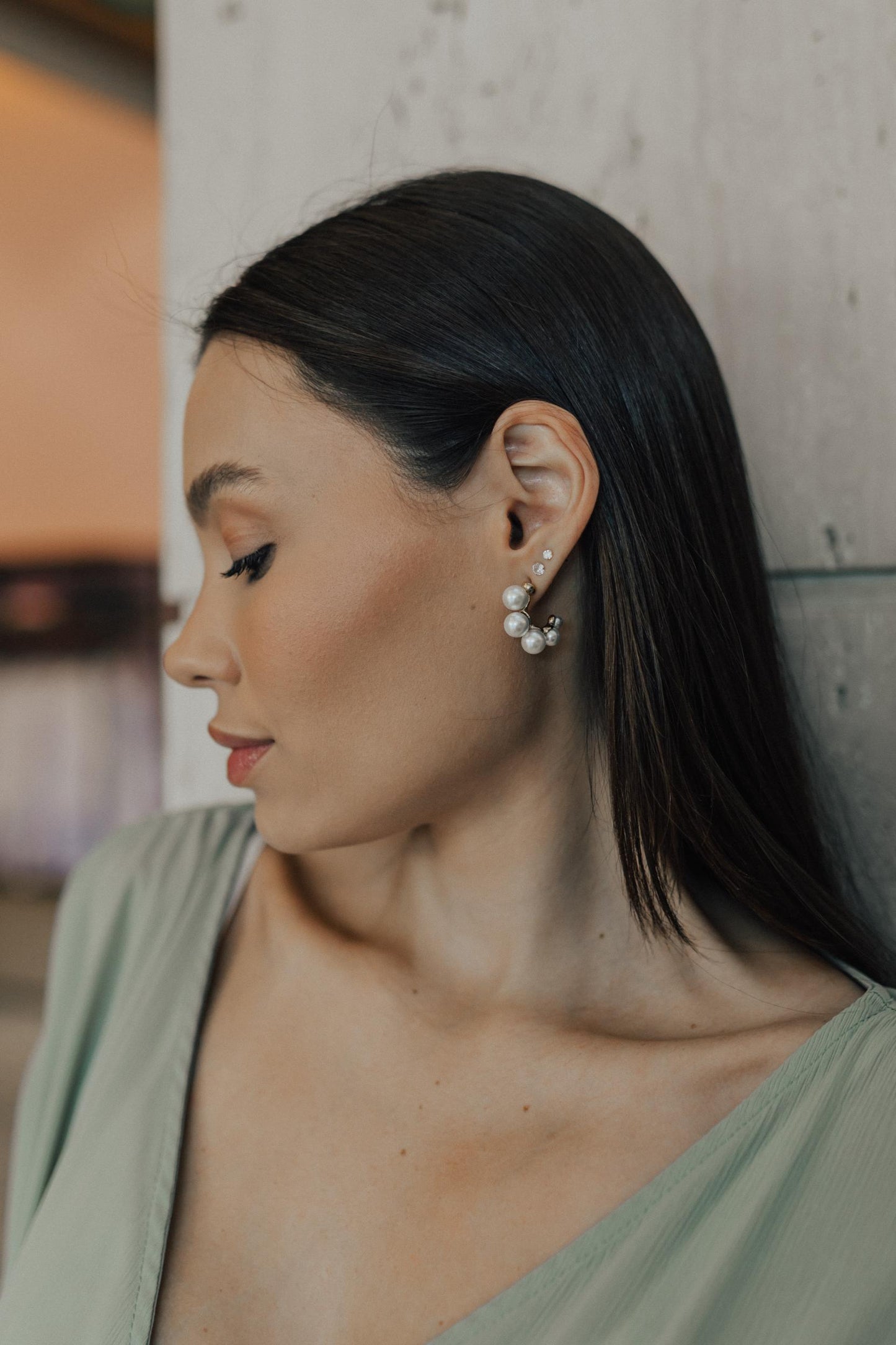 Brinco Argola Pérola Degrade Dourado