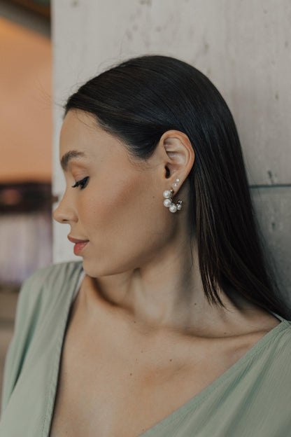 Brinco Argola Pérola Degrade Dourado