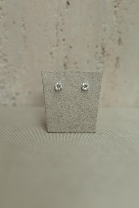 Brinco Redondo de Pérola Ródio Branco