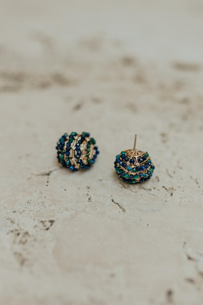 Brinco Redondo Sodalita e Malaquita Dourado