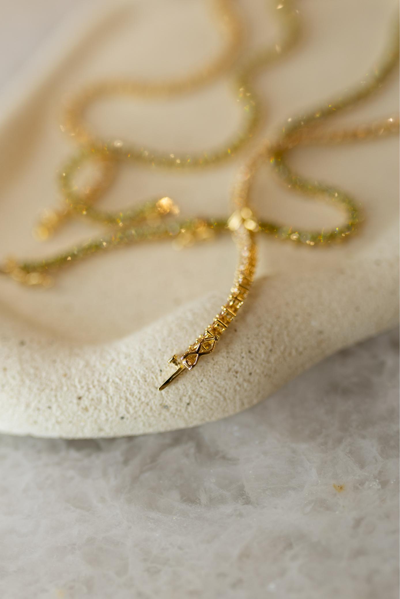 Colar  Riviera 3mm Champagne Dourado
