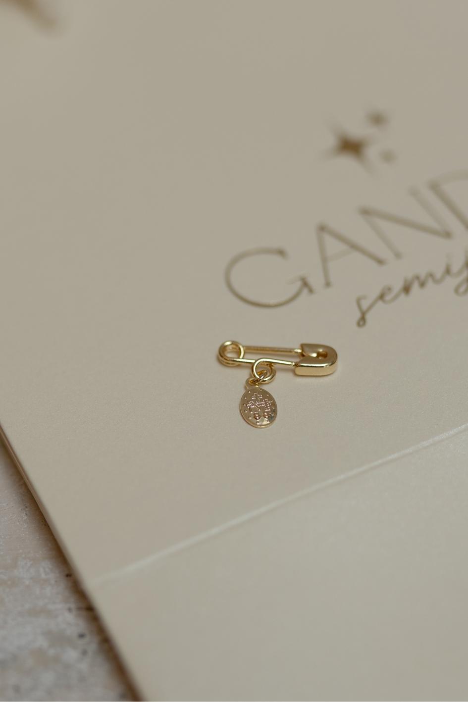 Alfinete Batizado Medalha Milagrosa Dourado