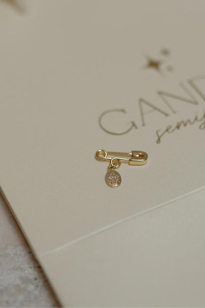 Alfinete Batizado Medalha Milagrosa Dourado