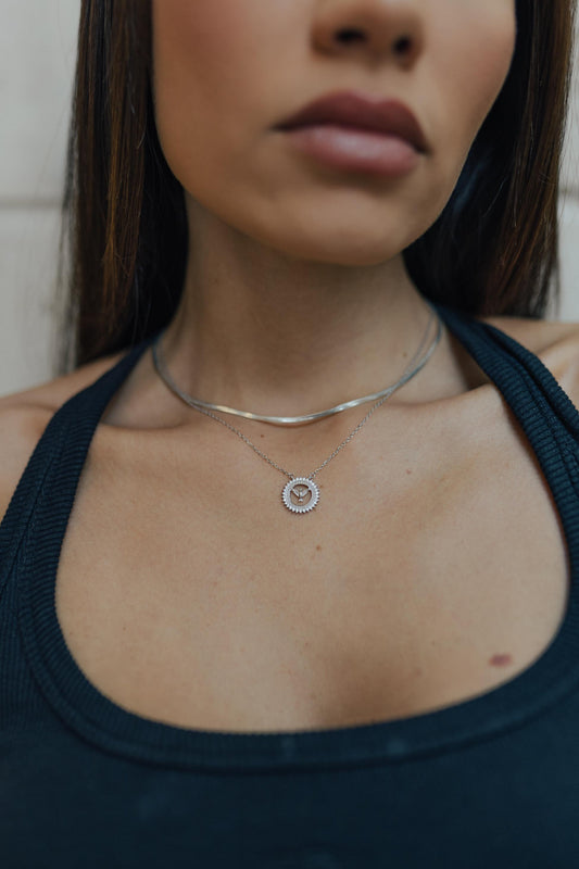 Colar Espirito Santo Circulo Cravejado Prata 925 Ródio Branco