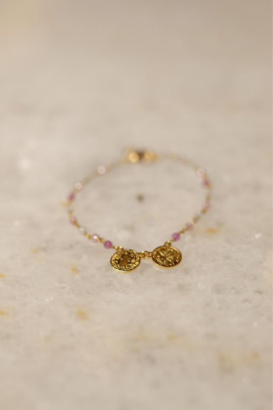 Pulseira Escapulário São Bento Zircônia Dourado