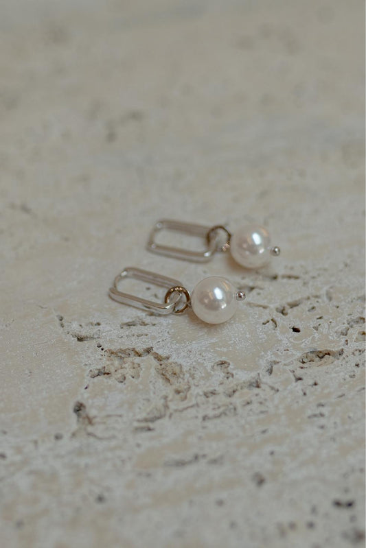 Brinco Argola com Pérola Ródio Branco