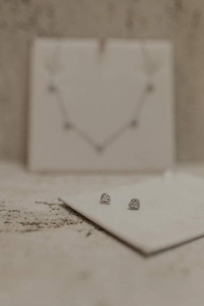 Brinco Mini Coração Cristal Ródio Branco