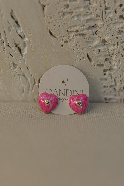 Brinco Esmaltado Coração Dourado